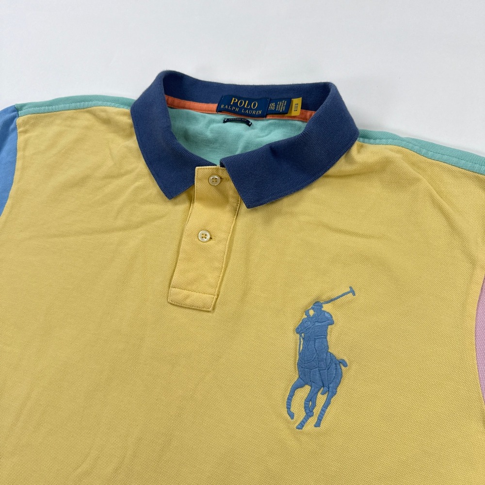 Ralph Lauren Polo Shirt Mens XXL Big Pony Pastel Colorblock Short Sleeve 2XL